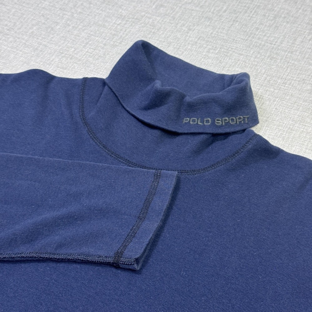 Polo Sport Ralph Lauren Turtleneck Shirt Mens L Blue Long Sleeve Pullover Cotton